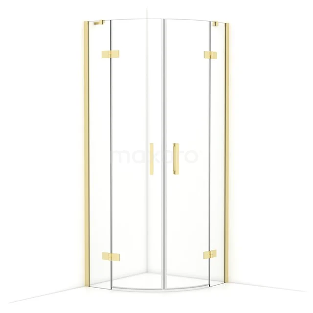 Diamond Shower cabin | 80x80 cm Light gold Clear glass Pivot door Quarter round CDR20808410LG