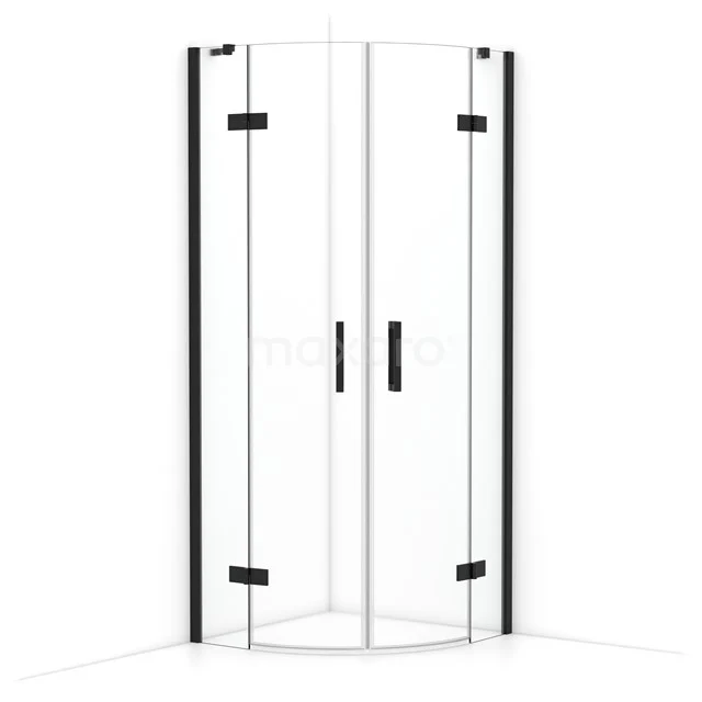 Diamond Shower enclosure | 80x80 cm Matte black Clear glass Pivot door Quarter round CDR20808410MB