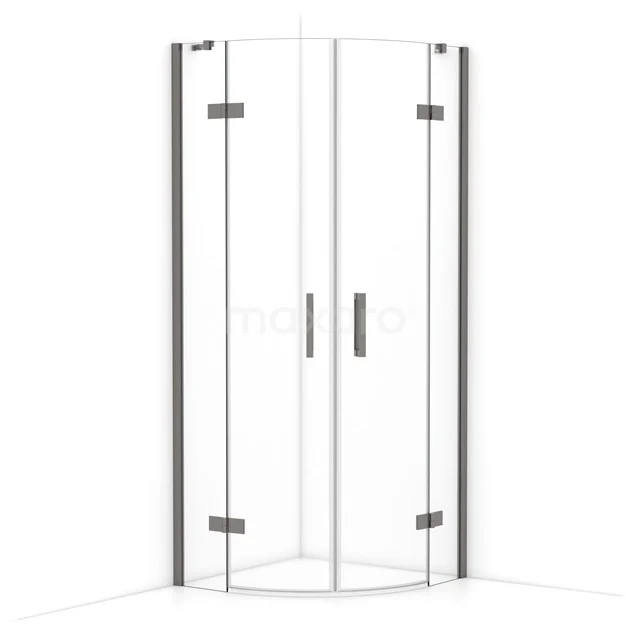 Diamond Shower cabin | 80x80 cm Black metal Clear glass Pivot door Quarter round CDR20808410ZMN