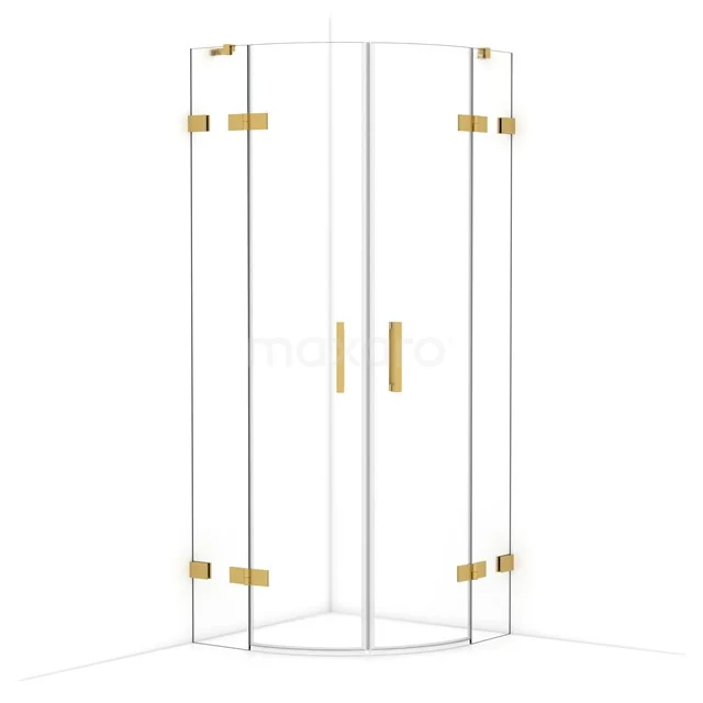 Diamond Shower cabin | 80x80 cm Gold Clear glass Pivot door Quarter round CDR20808420GG