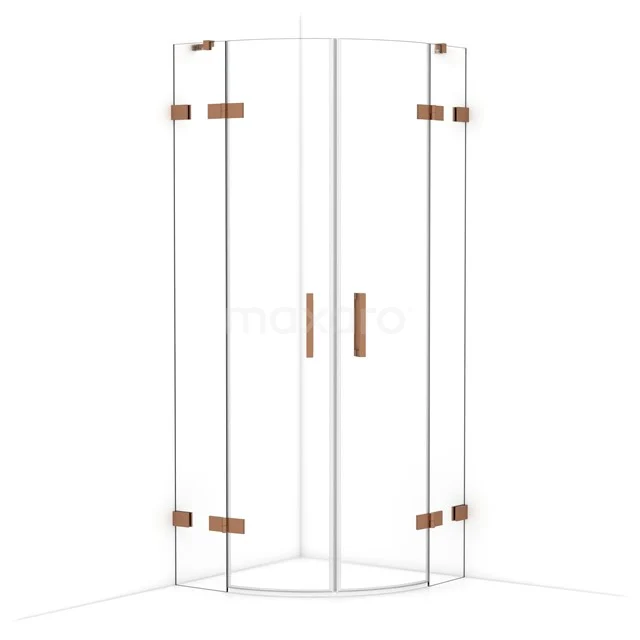 Diamond Shower enclosure | 80x80 cm Glanzend koper Clear glass Pivot door Quarter round CDR20808420GKP