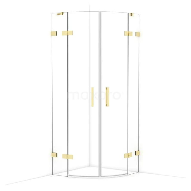 Diamond Shower enclosure | 80x80 cm Light gold Clear glass Pivot door Quarter round CDR20808420LG
