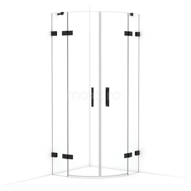 Diamond Shower cabin | 80x80 cm Matte black Clear glass Pivot door Quarter round CDR20808420MB