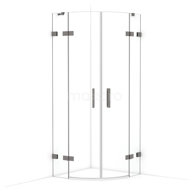Diamond Shower enclosure | 80x80 cm Black metal Clear glass Pivot door Quarter round CDR20808420ZM