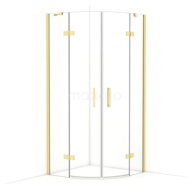 Diamond Duschkabine | 90x90 cm Helles Gold Drehtür Viertelrunde CDR20909410LG