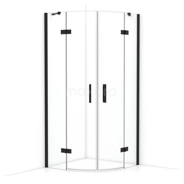 Diamond Shower enclosure | 90x90 cm Matte black Clear glass Pivot door Quarter round CDR20909410MB
