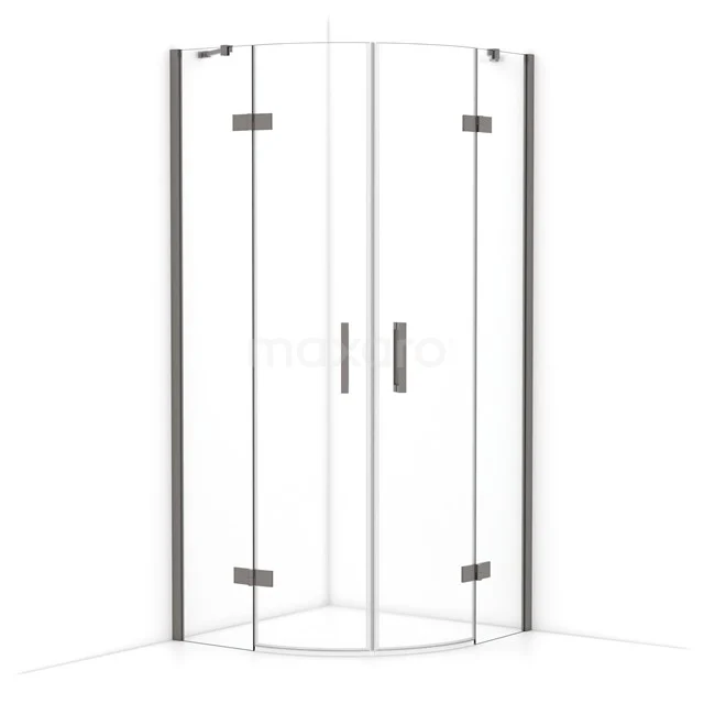 Diamond Shower cabin | 90x90 cm Black metal Clear glass Pivot door Quarter round CDR20909410ZMN