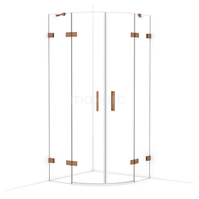 Diamond Douchecabine | 90x90 cm Glanzend koper Helder glas Draaideur Kwartrond CDR20909420GKP