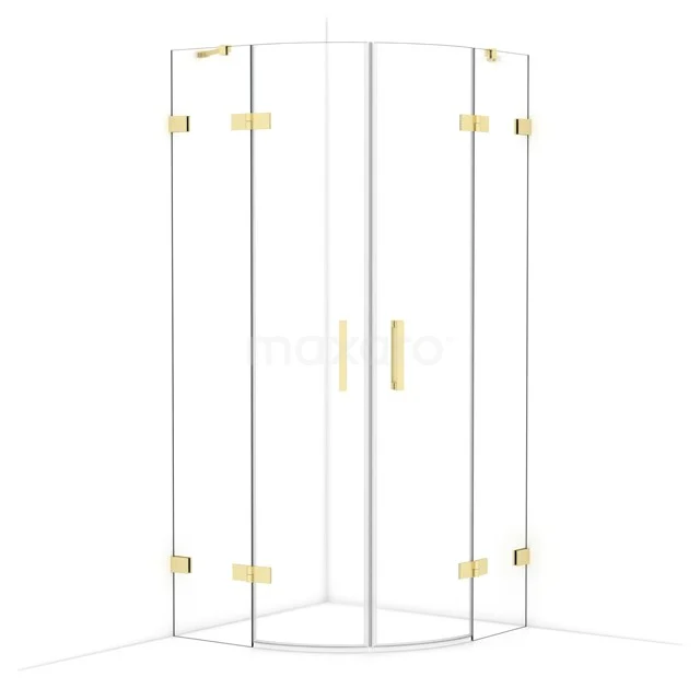 Diamond Douchecabine | 90x90 cm Lichtgoud Helder glas Draaideur Kwartrond CDR20909420LG