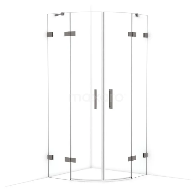 Diamond Shower enclosure | 90x90 cm Black metal Clear glass Pivot door Quarter round CDR20909420ZM
