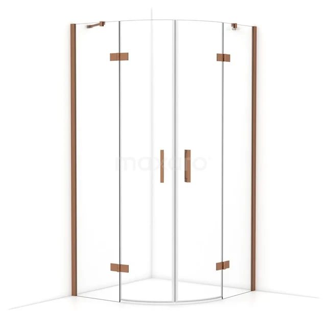 Diamond Shower cabin | 100x100 cm Shiny copper Clear glass Pivot door Quarter round CDR21010410GKP