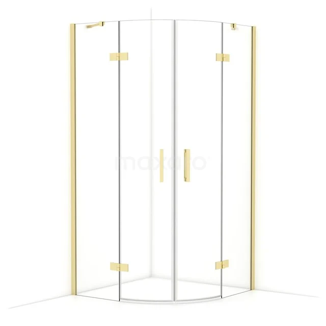 Diamond Shower enclosure | 100x100 cm Shiny light gold Clear glass Pivot door Quarter round CDR21010410GLG