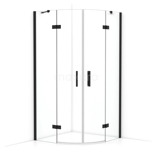 Duschkabine Diamant 100x100cm Klares Sicherheitsglas Viertelrund Matt Schwarz CDR21010410MB