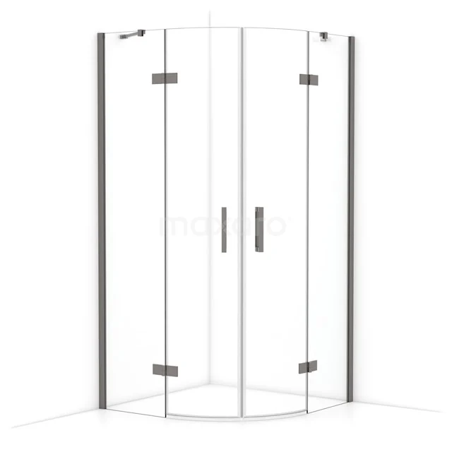 Diamond Duschkabine | 100x100 cm Schwarzes Metall Drehtür Viertelrunde CDR21010410ZMN