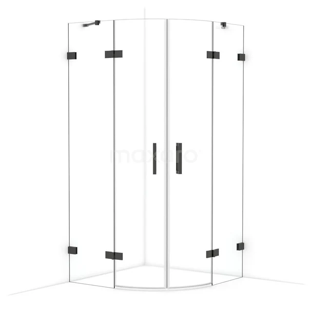 Diamond Shower enclosure | 100x100 cm Black chrome Clear glass Pivot door Quarter round CDR21010420BC