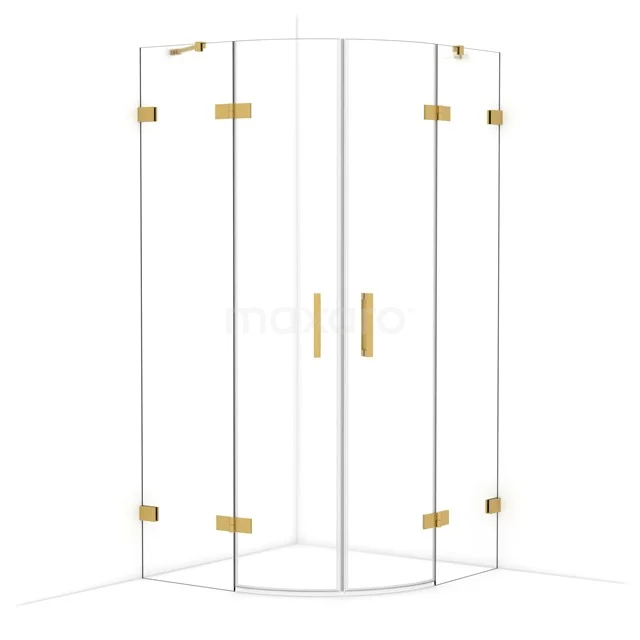 Diamond Shower cabin | 100x100 cm Gold Clear glass Pivot door Quarter round CDR21010420GG