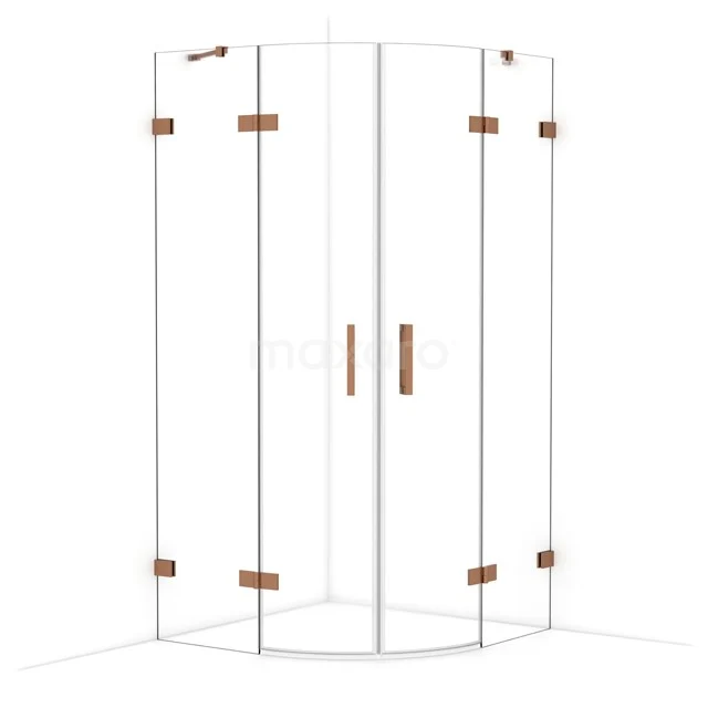 Diamond Duschkabine | 100x100 cm Glänzendes Kupfer Drehtür Viertelrunde CDR21010420GKP