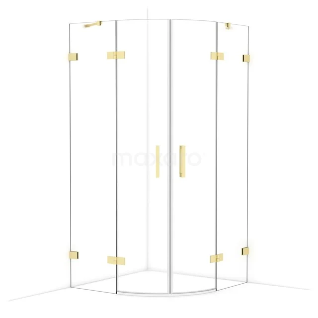 Diamond Shower enclosure | 100x100 cm Shiny light gold Clear glass Pivot door Quarter round CDR21010420GLG
