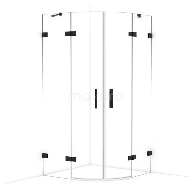 Duschkabine Diamant 100x100cm Klares Sicherheitsglas Viertelrund Matt Schwarz CDR21010420MB