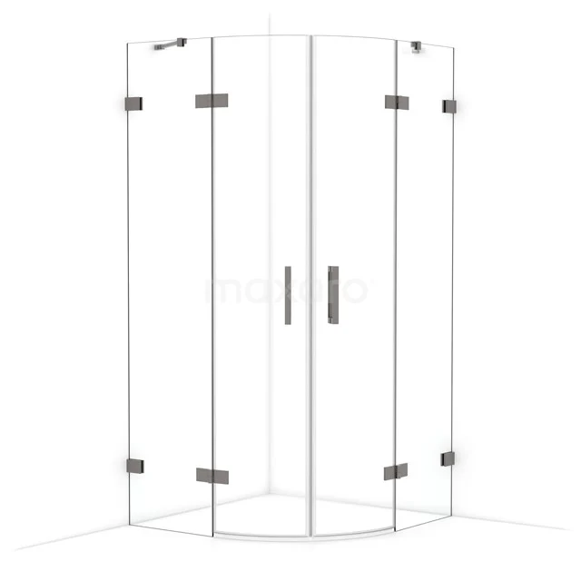 Diamond Duschkabine | 100x100 cm Schwarzes Metall Drehtür Viertelrunde CDR21010420ZM