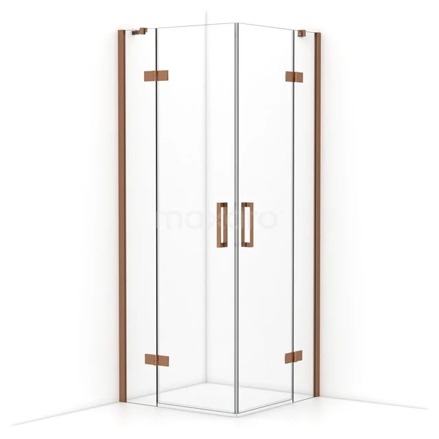 Diamond Duschkabine | 80x80 cm Kupfer Drehtür Quadrat CDD3535410KP