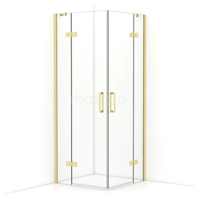 Diamond Duschkabine | 80x80 cm Helles Gold Drehtür Quadrat CDD3535410LG