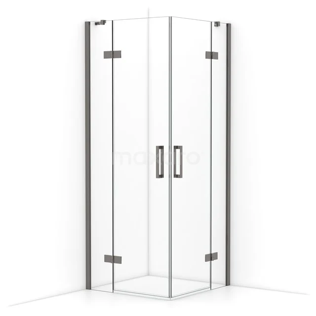 Diamond Shower enclosure | 80x80 cm Black metal Clear glass Pivot door Square CDD3535410ZMN