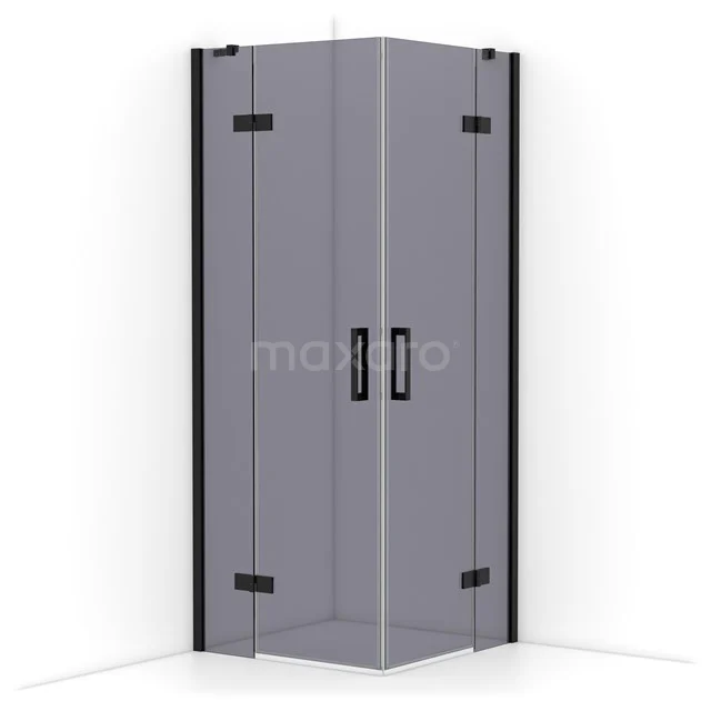 Diamond Shower cabin | 80x80 cm Matte black Smoke glass Pivot door Square CDD3535411MB