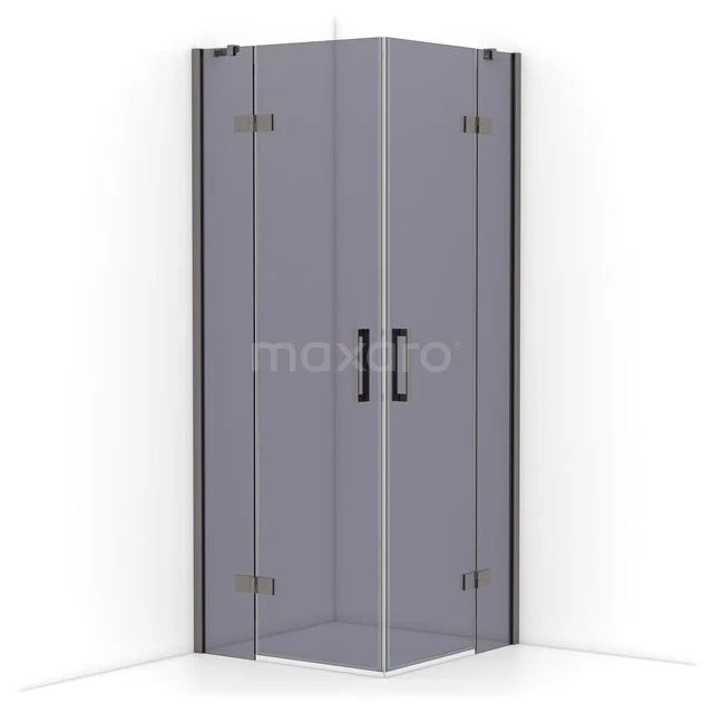 Diamond Duschkabine | 80x80 cm Schwarzes Metall Drehtür Quadrat CDD3535411ZMN