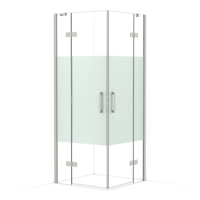 Diamond Shower enclosure | 80x80 cm Stainless steel Clear with matt strip Pivot door Square CDD3535413BR