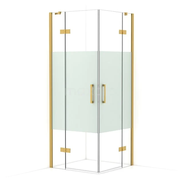 Diamond Shower enclosure | 80x80 cm Gold Clear with matt strip Pivot door Square CDD3535413GG