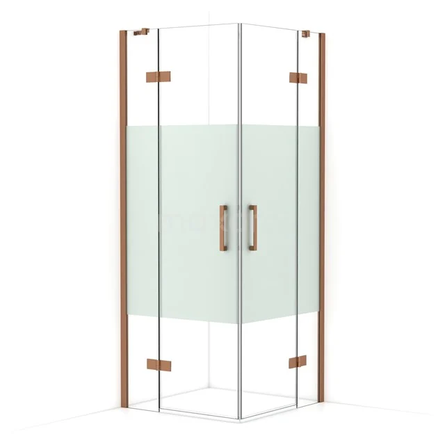 Diamond Shower enclosure | 80x80 cm Copper Clear with matt strip Pivot door Square CDD3535413KP