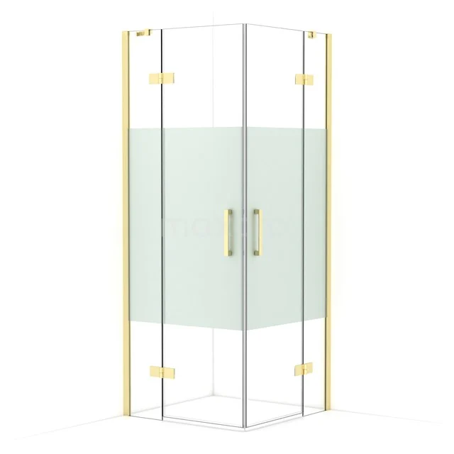 Diamond Shower cabin | 80x80 cm Light gold Clear with matt strip Pivot door Square CDD3535413LG