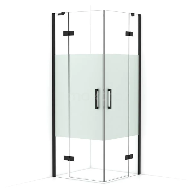 Diamond Shower cabin | 80x80 cm Matte black Clear with matt strip Pivot door Square CDD3535413MB