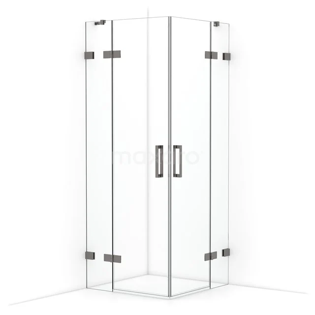 Diamond Shower enclosure | 80x80 cm Black metal Clear glass Pivot door Square CDD3535420ZM