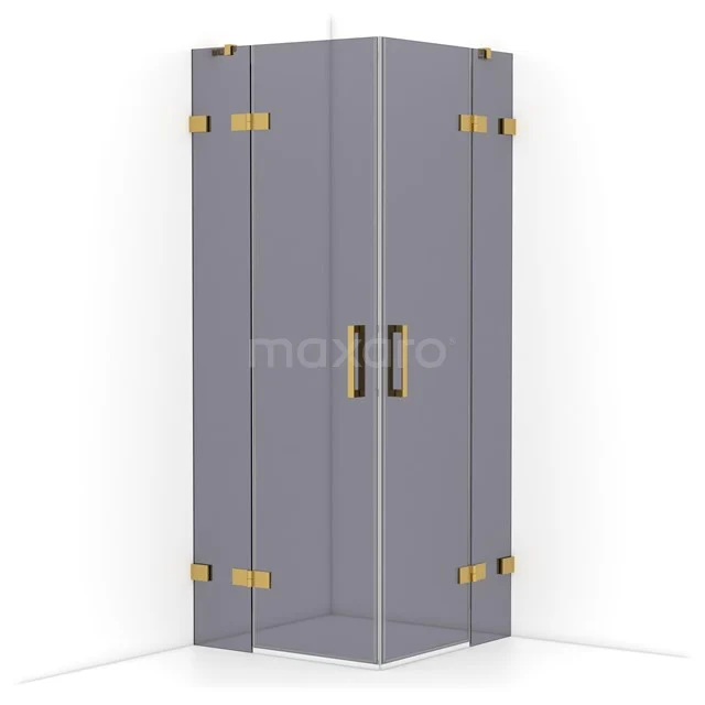 Diamond Shower enclosure | 80x80 cm Gold Smoke glass Pivot door Square CDD3535421GG
