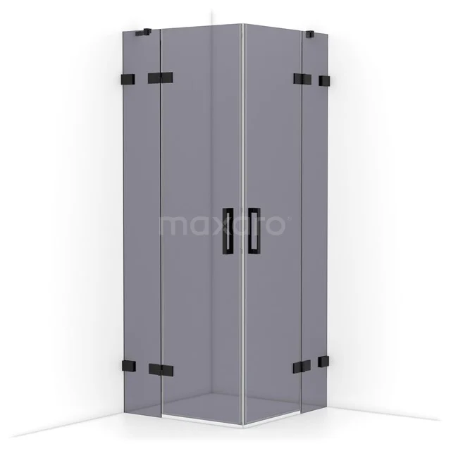 Diamond Shower enclosure | 80x80 cm Matte black Smoke glass Pivot door Square CDD3535421MB