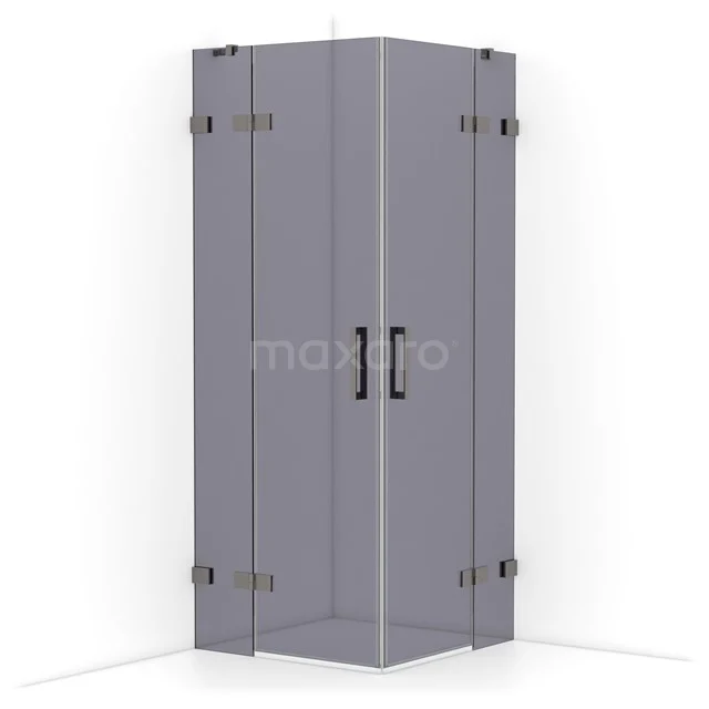 Diamond Shower enclosure | 80x80 cm Black metal Smoke glass Pivot door Square CDD3535421ZM