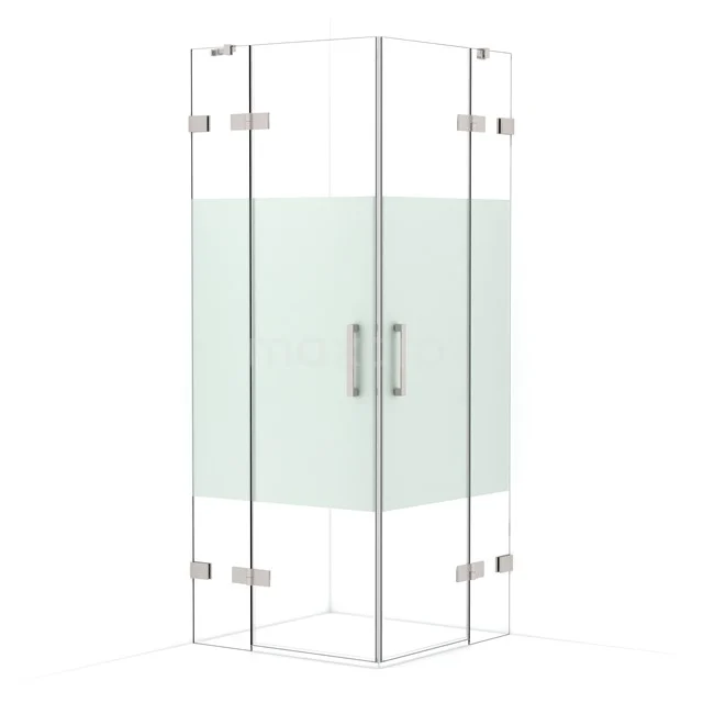 Diamond Shower enclosure | 80x80 cm Stainless steel Clear with matt strip Pivot door Square CDD3535423BR
