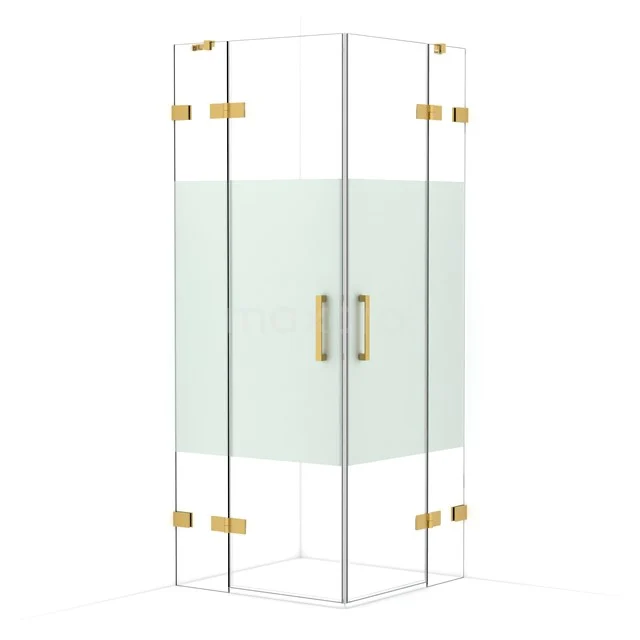 Diamond Shower enclosure | 80x80 cm Gold Clear with matt strip Pivot door Square CDD3535423GG