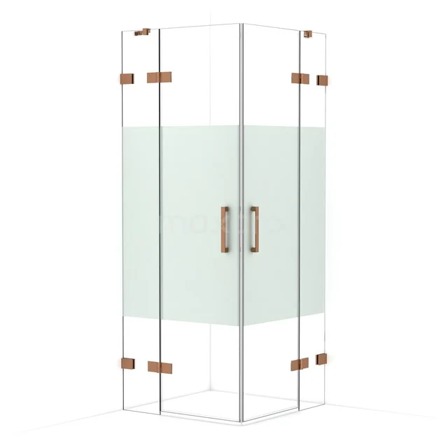 Diamond Shower enclosure | 80x80 cm Copper Clear with matt strip Pivot door Square CDD3535423KP