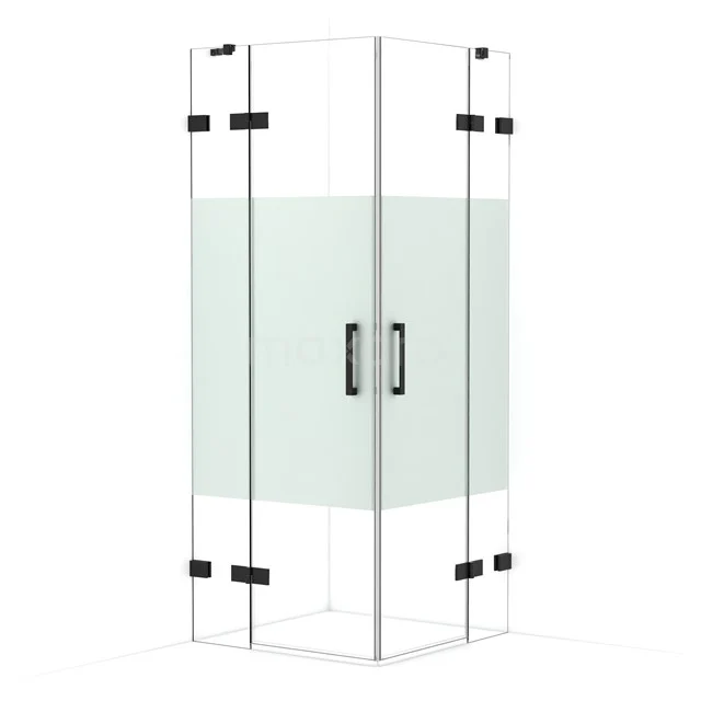 Diamond Shower cabin | 80x80 cm Matte black Clear with matt strip Pivot door Square CDD3535423MB