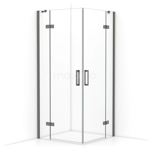 Diamond Shower enclosure | 90x90 cm Black metal Clear glass Pivot door Square CDD3636410ZMN