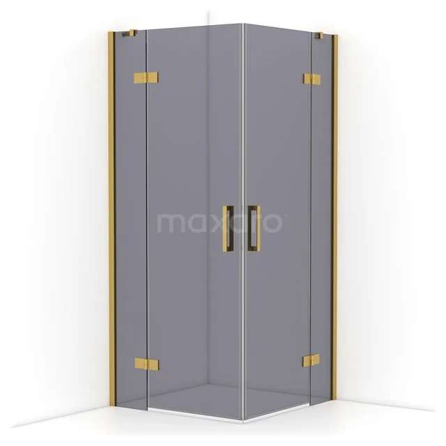 Diamond Shower cabin | 90x90 cm Gold Smoke glass Pivot door Square CDD3636411GG