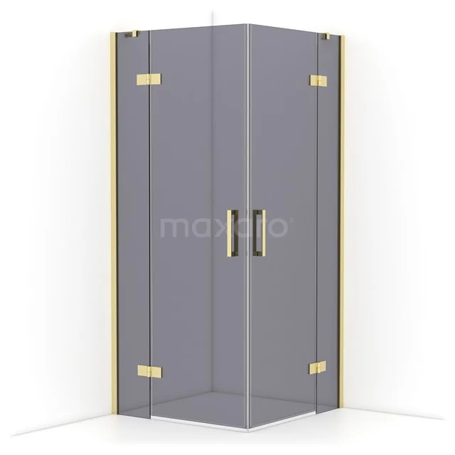 Diamond Shower enclosure | 90x90 cm Light gold Smoke glass Pivot door Square CDD3636411LG