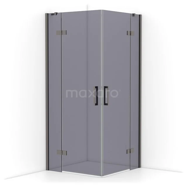 Diamond Shower enclosure | 90x90 cm Black metal Smoke glass Pivot door Square CDD3636411ZMN