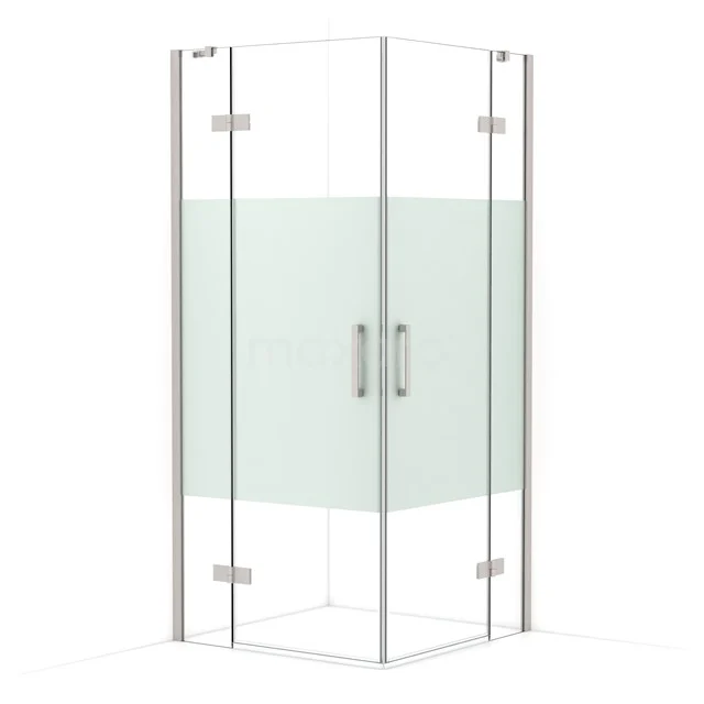 Diamond Shower enclosure | 90x90 cm Stainless steel Clear with matt strip Pivot door Square CDD3636413BR