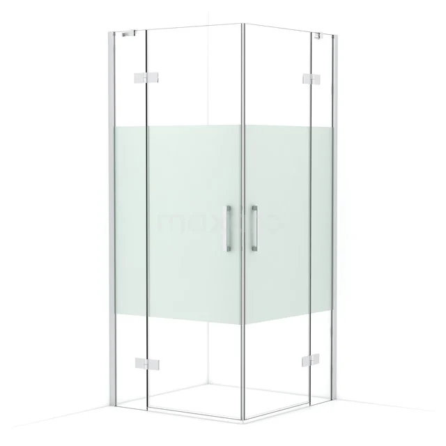 Diamond Shower enclosure | 90x90 cm Chrome Clear with matt strip Pivot door Square CDD3636413C