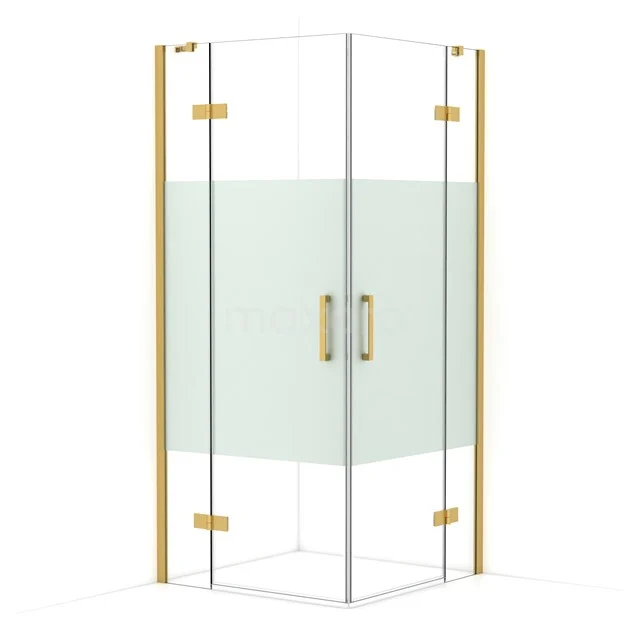 Diamond Shower enclosure | 90x90 cm Gold Clear with matt strip Pivot door Square CDD3636413GG