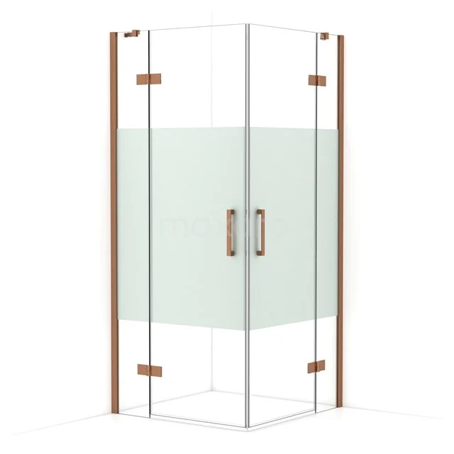 Diamond Shower enclosure | 90x90 cm Copper Clear with matt strip Pivot door Square CDD3636413KP
